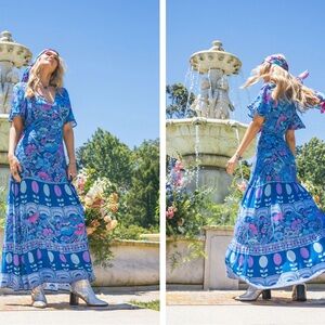 Nine Lives Bazaar Garden Party Maxi in Lapis 💙💙 AUS 12/US 8